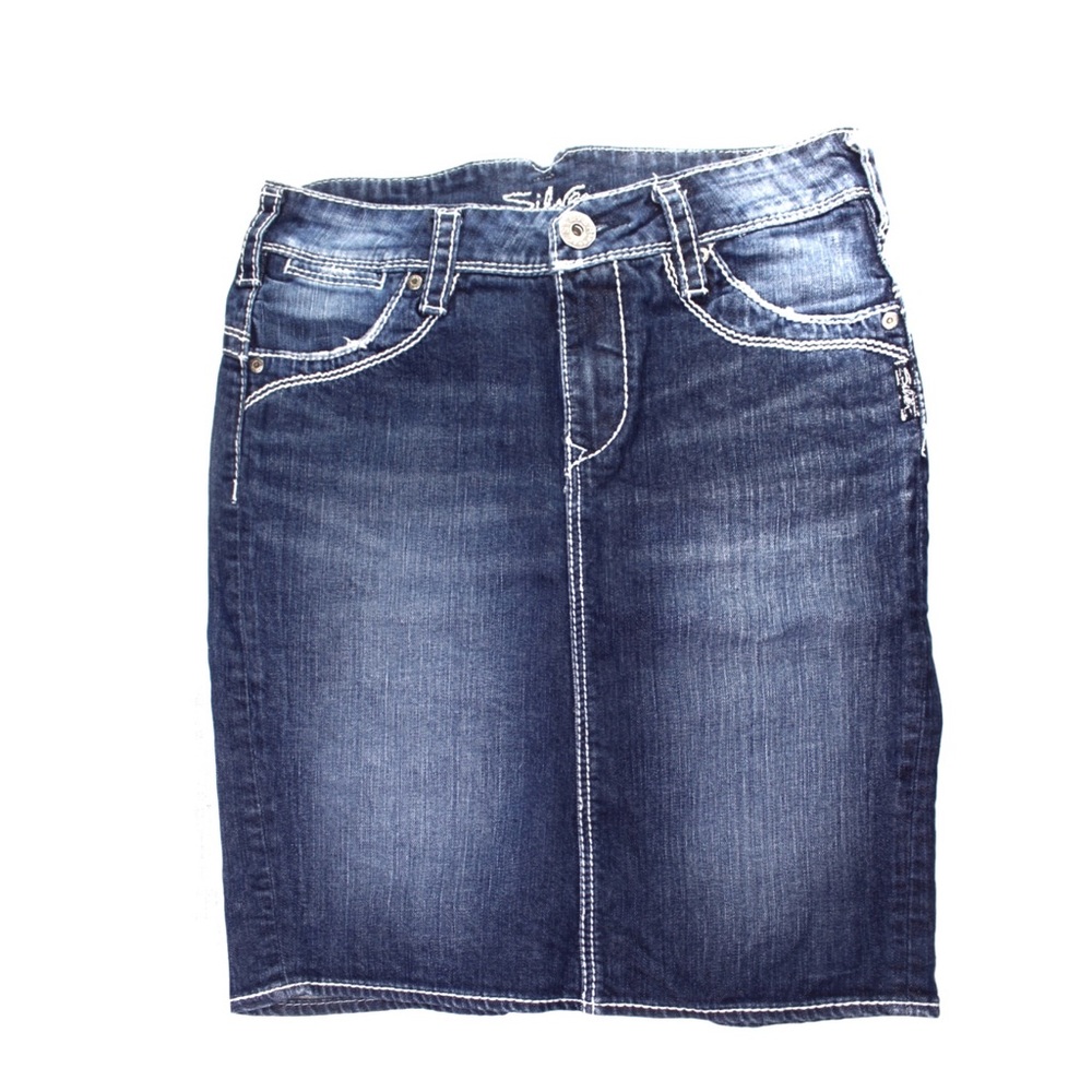 Vtg Silver Jeans Monroe Distressed Mini Skirt 26 2